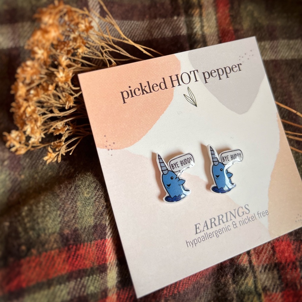“Bye buddy” buddy elf stud earrings- elf Christmas movie